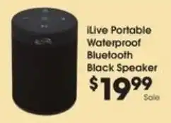 Fry's iLive Portable Waterproof Bluetooth Black Speaker offer