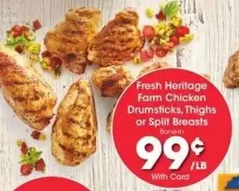 Kroger Fresh Heritage Farm Chicken Drumsticks, Thighs or Split Breast offer