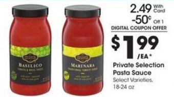 Kroger Private Selection Pasta Sauce offer
