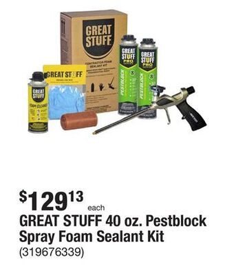 The Home Depot Great stuff 40 oz. pestblock spray foam sealant kit offer
