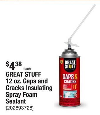 The Home Depot Great stuff 12 oz. gaps and cracks insulating spray foam sealant offer