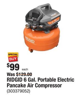 The Home Depot Ridgid 6 gal. portable electric pancake air compressor offer