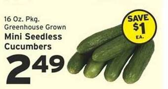 Hannaford Greenhouse grown mini seedless cucumbers offer