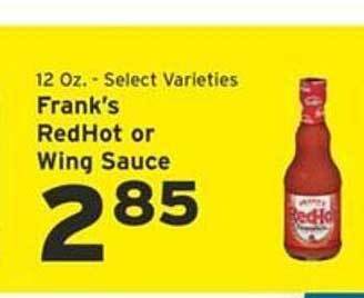 Hannaford Frank's redhot or wing sauce offer