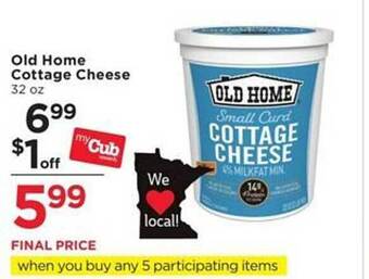 Cub Foods Old home cottage cheese offer