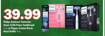 Meijer Philips sonicare protective clean 4100 power toothbrush or plaque control brush head refills offer