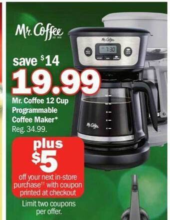 Meijer Mr coffee 12 cup programmable coffee maker offer