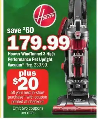 Meijer Hoover windtunnel 3 high performance pet upright vacuum offer