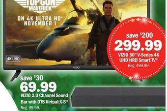 Meijer Vizio 2.0 channel sound bar with dts virtual:x-s offer