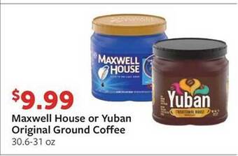 Fareway Maxwell house or yuban original ground coffee offer