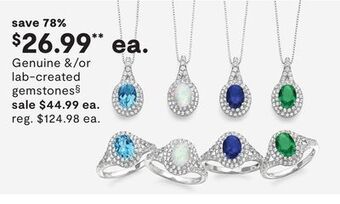 JC Penney Genuine &/or lab-created gemstones§ offer
