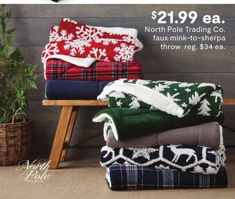 JC Penney North pole trading co. faux mink-to-sherpa throw offer