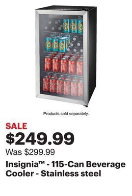 Best Buy Insignia™ - 115-can beverage cooler - stainless steel offer