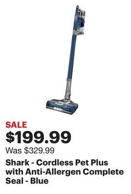 Best Buy Shark - cordless pet plus with anti-allergen complete seal - blue offer