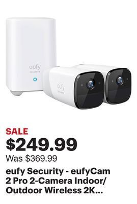 Best Buy Eufy security - eufycam 2 pro 2-camera indoor/outdoor wireless 2k 16g home security system - white offer