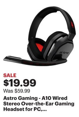 Best Buy Astro gaming - a10 wired stereo over-the-ear gaming headset for pc, xbox, playstation, and nintendo switch with flip-to-mute offer