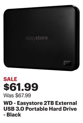 Best Buy Wd - easystore 2tb external usb 3.0 portable hard drive - black offer