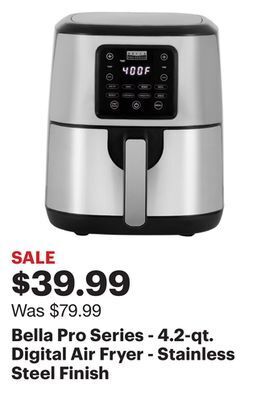 Best Buy Bella pro series - 4.2-qt. digital air fryer - stainless steel finish offer