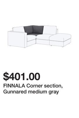 Ikea Finnala corner section, gunnared medium gray offer