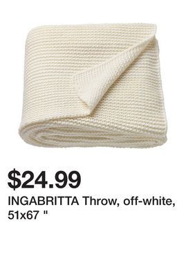 Ikea Ingabritta throw, off-white, 51x67 " offer