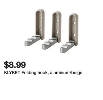 Ikea Klyket folding hook, aluminum/beige offer