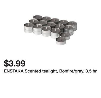 Ikea Enstaka scented tealight, bonfire/gray, 3.5 hr offer