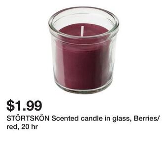 Ikea Störtskön scented candle in glass, berries/red, 20 hr offer