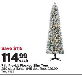 Michaels 7 ft. pre-lit flocked slim tree offer