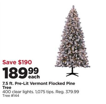 Michaels 7.5 ft. pre-lit vermont flocked pine tree offer