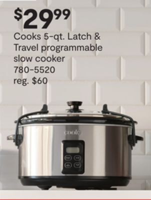 JC Penney Cooks 5-qt. latch & travel programmable slow cooker offer