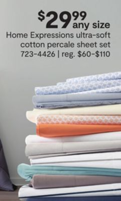 JC Penney Home expressions ultra-soft cotton percale sheet set offer