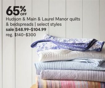 JC Penney Hudson & main & laurel manor quilts & bedspreads offer