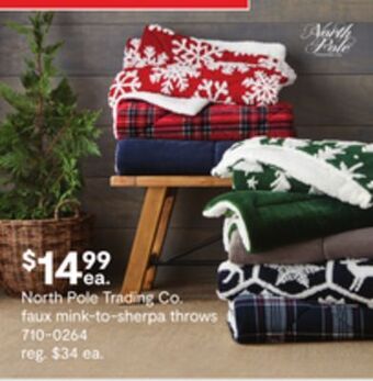 JC Penney North pole trading co. faux mink-to-sherpa throws offer