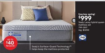 JC Penney Sealy lacey hybrid queen mattress set offer