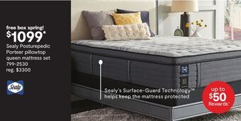 JC Penney Sealy posturepedic porteer pillowtop queen mattress set offer