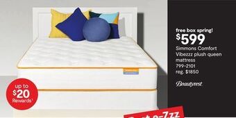 JC Penney Simmons comfort vibezzz plush queen mattress offer