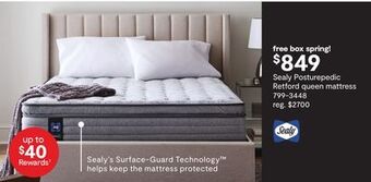 JC Penney Sealy posturepedic retford queen mattress offer