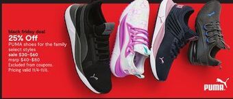 JC Penney Puma shoes for the family offer