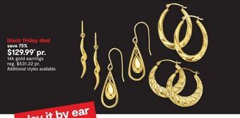 JC Penney 14k gold earrings offer