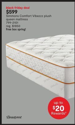 JC Penney Simmons comfort vibezzz plush queen mattress offer