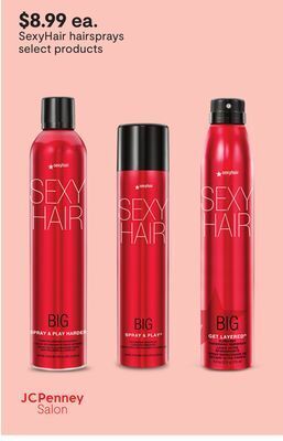 JC Penney Sexyhair hairsprays select products offer