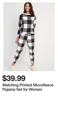 Old Navy Matching printed microfleece pajama set for women offer