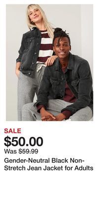 Old Navy Gender-neutral black non-stretch jean jacket for adults offer