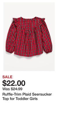 Old Navy Ruffle-trim plaid seersucker top for toddler girls offer