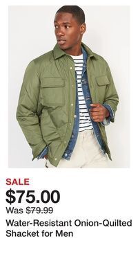 Old Navy Water-resistant onion-quilted shacket for men offer