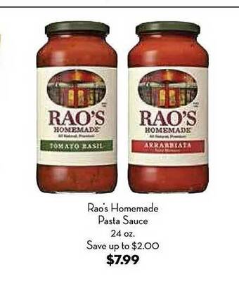 Bristol Farms Rao's homemade pasta sauce offer