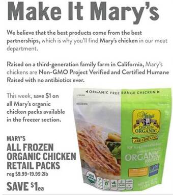 New Seasons Market Mary's all frozen organic chicken retail packs offer