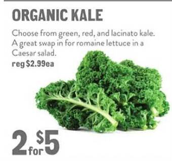 New Seasons Market Organic kale offer