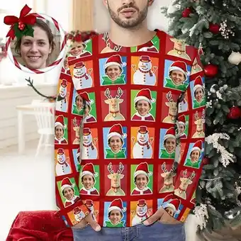 AliExpress Custom face men's full print long sleeve t-shirt with snowman long sleeve novelty clothes print unique gifts personalized aut offer