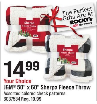 Ace Hardware J&m® 50" x 60" sherpa fleece throw offer